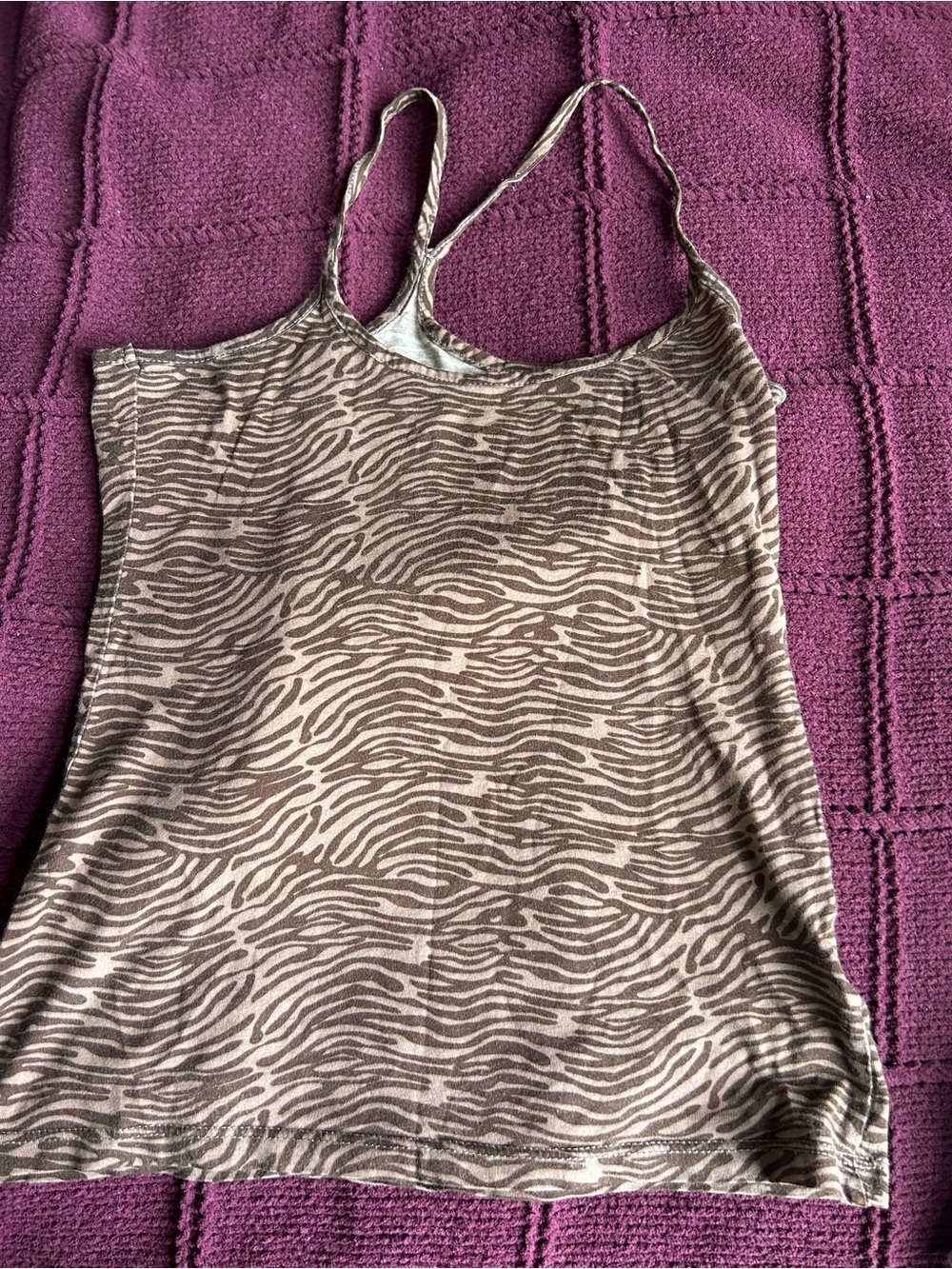 H&M Cream and Brown Zebra-Print Camisole
